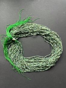 2 毫米綠色苔蘚瑪瑙玉天然石珠寶石項鍊寶石手鍊耳環珠寶套裝製作 Diy 聖誕節感恩節派對舞會設計 - 綠色 - 查看 5