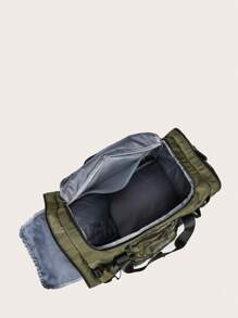 綠色多功能週末旅行包背包單肩包大容量行李袋乾濕分離運動健身包帶鞋袋 - 軍綠色 - 查看 8