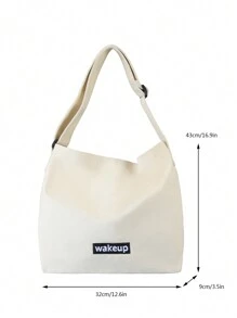 Bolso Cruzado De Gran Capacidad Para Hombres Con Patrón De Letras, Bolso Bandolera, Bolso De Hombro, Bolso Lateral, Bolso Cuadrado Para Esenciales De Viaje, Bolsa Escolar Para Estudiantes Universitarios, Regalos De Verano Para Novios, Regalos Para Hombres - Beis - Ver 6