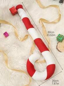 1pc Santa Claus Candy Cane Shaped Pillow (with Pillow Core) - Red and White - View 3