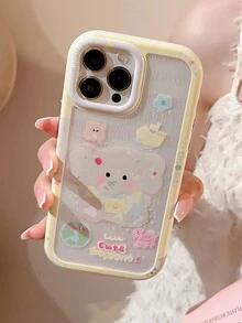 1 件奶油色壓克力條紋大象圖案手機殼相容於 Apple - 白色 - 查看 9