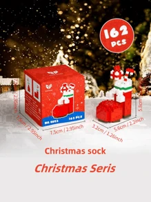 1set Abs Christmas Toy Building Blocks, Santa Claus Stacking Toys, Christmas Holiday Gift Set, Christmas Gift, Christmas Decor Block Toy, Christmas Tree Room Decoration - Multicolor - View 4