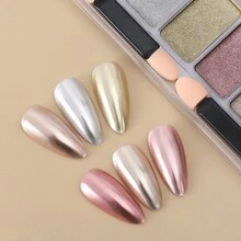 6 色固体粉末指甲闪光极光镜面镀铬美人鱼颜料全息指甲粉 - 彩色 - 查看 5