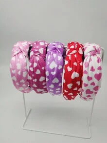 1入女性可愛心形結綁米色毛絨髮箍,時尚保暖的日常穿戴及慶祝活動髮飾