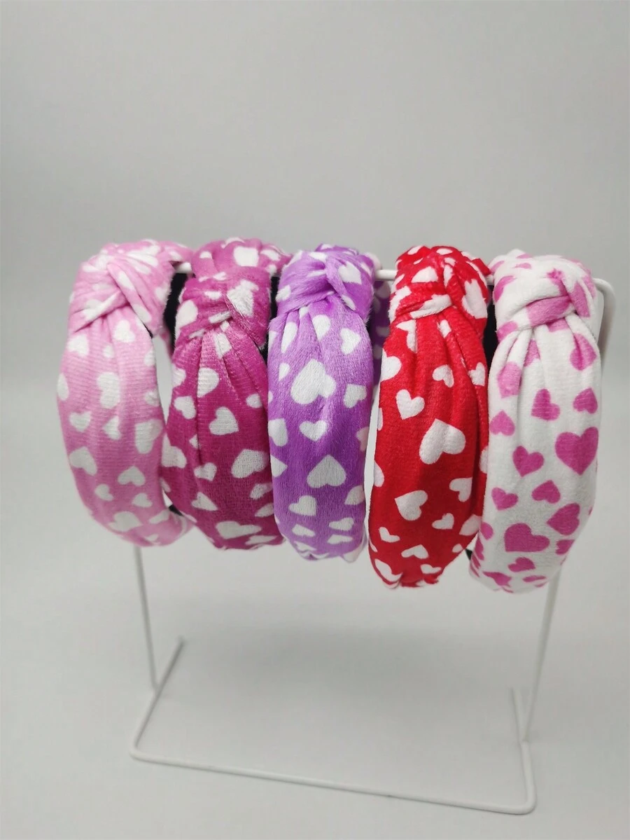 1入女性可愛心形結綁米色毛絨髮箍,時尚保暖的日常穿戴及慶祝活動髮飾