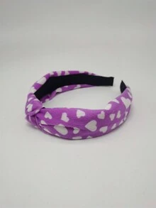 1入女性可愛心形結綁米色毛絨髮箍,時尚保暖的日常穿戴及慶祝活動髮飾