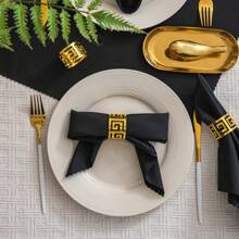 6 Piezas De Servilletas De Color Sólido - Negro - Ver 4