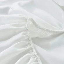 4入組簡約風和舒服素色床亚麻(1入組床單,1入組床墊套,2入組枕套)適用於四季 - 白色 - 查看 7