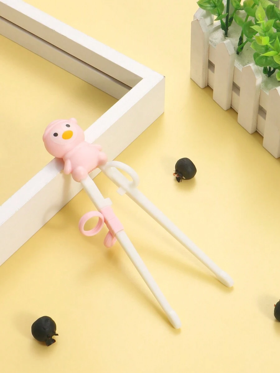 1pc Creative Penguin Training Chopsticks For Learning And Practice,Kitchen,Christmas Gift,School Supplies - Pink - View 1