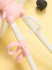 1pc Creative Penguin Training Chopsticks For Learning And Practice,Kitchen,Christmas Gift,School Supplies - Pink - View 4