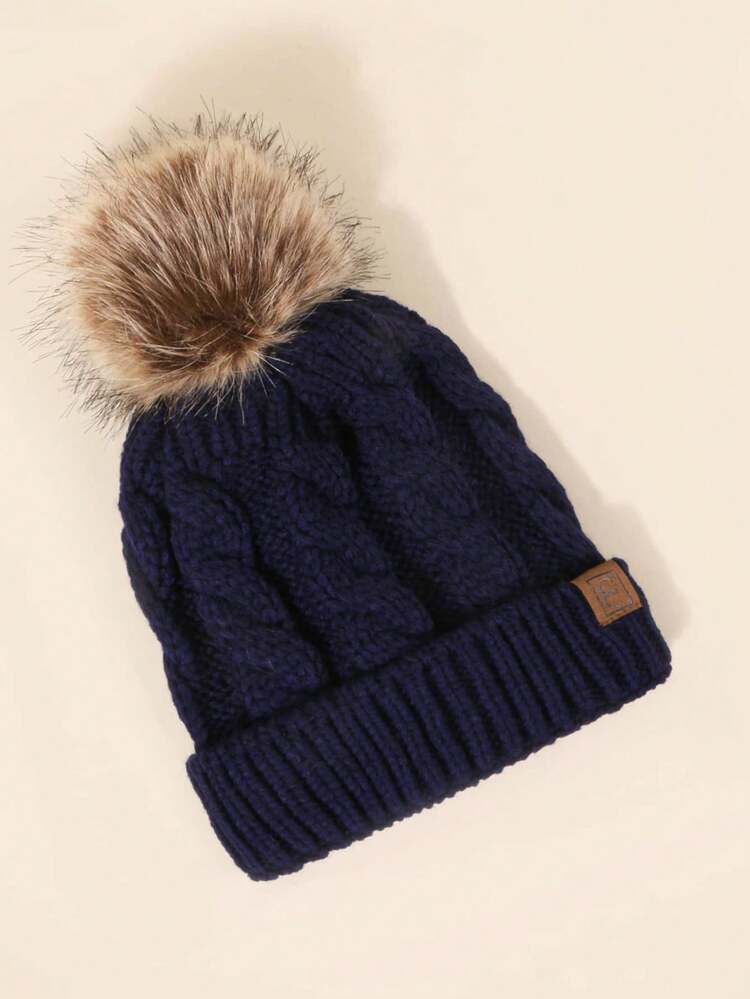 1 pieza Gorro tejido con pompón de estilo Y2K, cálido y transpirable, versátil para actividades al aire libre, esquí y uso casual diario