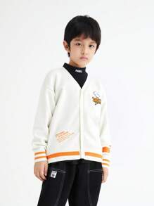 Annil Áo len cotton cổ chữ V cotton nguyên chất thời trang cho bé trai màu trắng - trắng - Xem 3