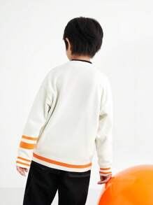 Annil Áo len cotton cổ chữ V cotton nguyên chất thời trang cho bé trai màu trắng - trắng - Xem 2