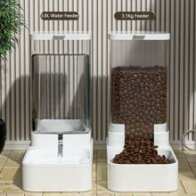 大容量白色透明自動寵物餵食器和飲水器,適用於貓和狗 - 白色 - 查看 3