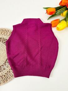 Women Knit Tops - 酒紅色 - 查看 6