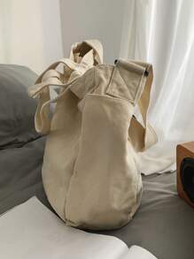 1 件大容量简约手提包带肩带男士包，适合日常、工作、学校、骑自行车，帆布制成，休闲设计礼物秋季圣诞节尖叫男士手提包大包学校笔记本电脑感恩节旅行冬季钱包假日收纳包电脑沙滩包健身包男士礼物徒步旅行学生多功能户外便携时尚休闲爸爸礼物男友礼物手拿包度假趣味礼物胸包侧包挎包皮包流浪包臀包 - 米色 - 查看 5