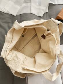 1 件大容量简约手提包带肩带男士包，适合日常、工作、学校、骑自行车，帆布制成，休闲设计礼物秋季圣诞节尖叫男士手提包大包学校笔记本电脑感恩节旅行冬季钱包假日收纳包电脑沙滩包健身包男士礼物徒步旅行学生多功能户外便携时尚休闲爸爸礼物男友礼物手拿包度假趣味礼物胸包侧包挎包皮包流浪包臀包 - 米色 - 查看 3