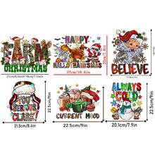 6入組自熨燙燙轉diy紅臉聖誕老人燙畫,燙貼衣物織物補丁,diy服飾配件燙畫 - 紅色 - 查看 2