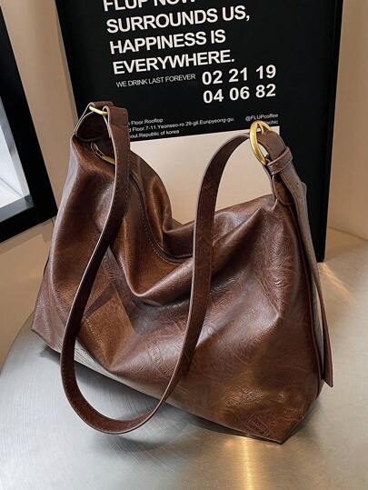 Lässige, vintage unifarbene Damen PU-Leder Umhängetasche, vintage inspirierte Vintage-Tasche für Frauen