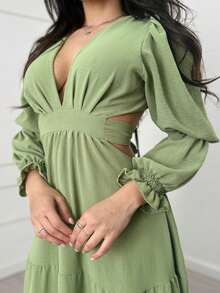 Women Dresses - Olive Green - View 8