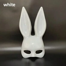 1pc Rabbit Girl Masquerade Mask For Black & White Make-Up Party, Halloween Costume Accessory Cute - Multicolor - View 4
