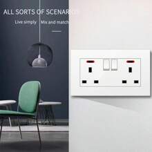 Dual 2-prong Outlets With Six Holes Wall Power Socket - White - View 5