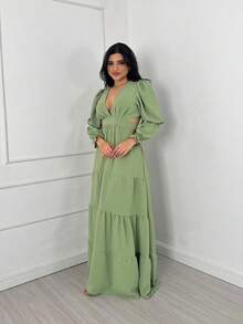 Women Dresses - Olive Green - View 4