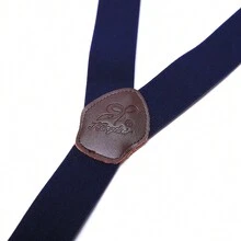KANGDAI 1pc men navy Y style adjustable elastic strong 6 clips casual suspender business party - Navy Blue - View 5