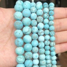 Natural Stone Round Matte Howlite Tiger Eye Turquoise Fashion Loose Spacer Beads for Jewelry Making DIY Bracelets Necklace for Women