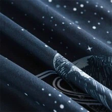 3 Piezas Juego De Ropa De Cama De Funda Nórdica Con Estampado De Cielo Estrellado Y Estrellas (no Incluye Edredón), Todo El Año - Neblina azul - Ver 6