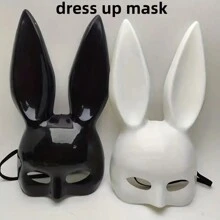 1pc Rabbit Girl Masquerade Mask For Black & White Make-Up Party, Halloween Costume Accessory Cute - Multicolor - View 5