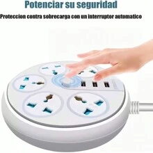 MOREKA USB Multi-Contact Power Strip, Outlet Extender, 2 M Multiple Plug With 5 AC Outlets And 3 USB Ports, Surge Protector, Multi-Contact Wall Plug Adapter For Home And Office - White - View 3
