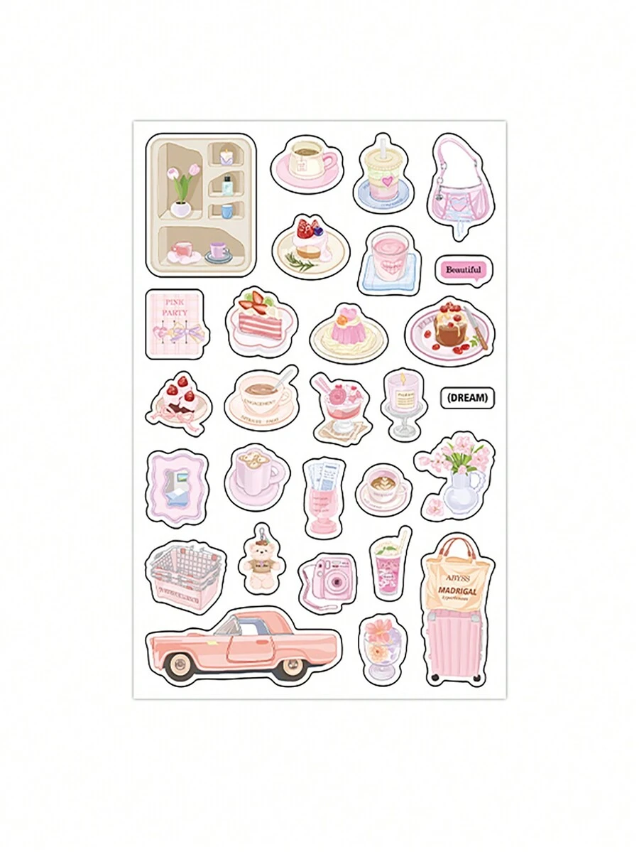 1pc Sweet Supply Series Vintage Daily Life Stuff Sticker For Scrapbooking, Journal Decorating - Multicolor - View 1