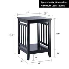 Duhome 24" Slat Tall Wood End Table, Wood Side Table With Storage Shelf Bedside Nightstand Square Sofa Table For Living Room Bedroom