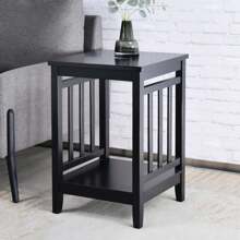 Duhome 24" Slat Tall Wood End Table, Wood Side Table With Storage Shelf Bedside Nightstand Square Sofa Table For Living Room Bedroom