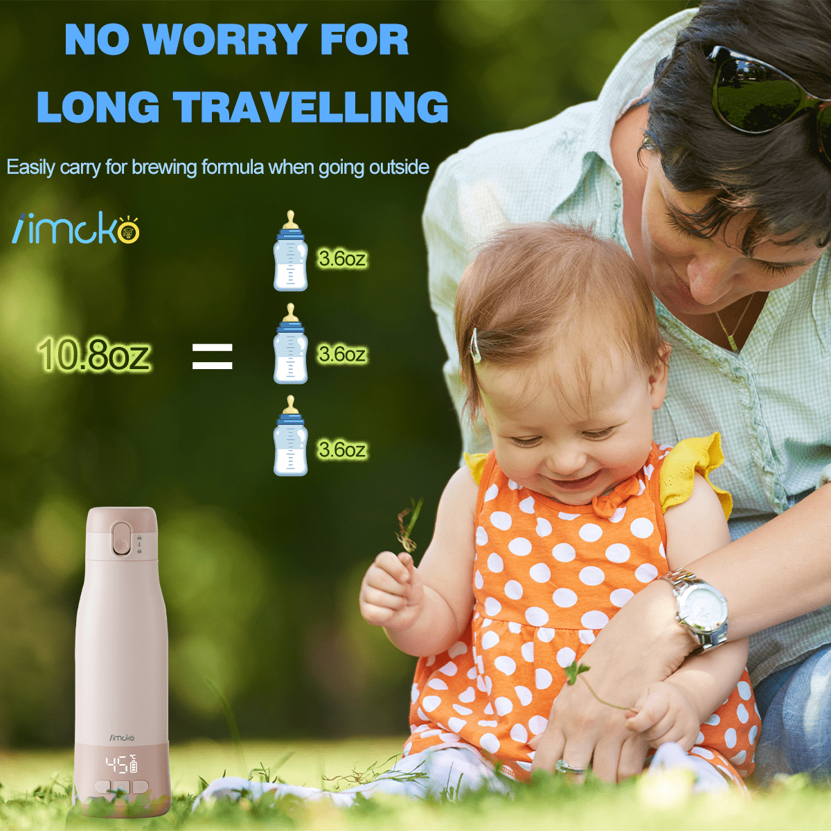 Portable Baby Formula, Breast Milk, 10.8oz Milk Heating Warmer