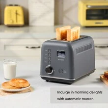 BUYDEEM DT730 Motorized Toaster, 2-Slice Smart Digital Leverless Toaster with LCD Countdown Timer, 9-Shade Settings for Toast, Bagels, Waffles, Muffins - Ink Grey - View 6