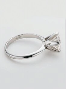 XUJIA 1枚3克拉莫桑石戒指，女士款式，D色，VVS1净度，9毫米圆形，完美切割，925纯银经典六爪镶嵌，银婚纪念戒指，结婚纪念日礼物，女士珠宝礼物 - 銀色 - 查看 8