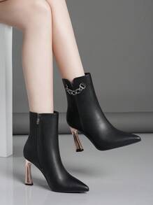 女款時尚細跟高跟短靴