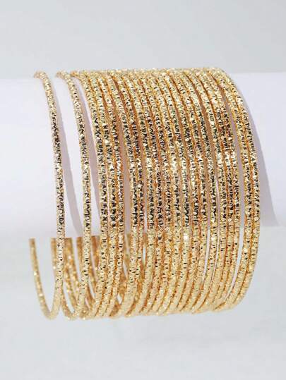 European And American Fashion 2.0 Thickened New Style Glittering Starry Sky 20-Loop Bangle Bracelet For Women, Suitable For Gift, Daily Wear, And Parties