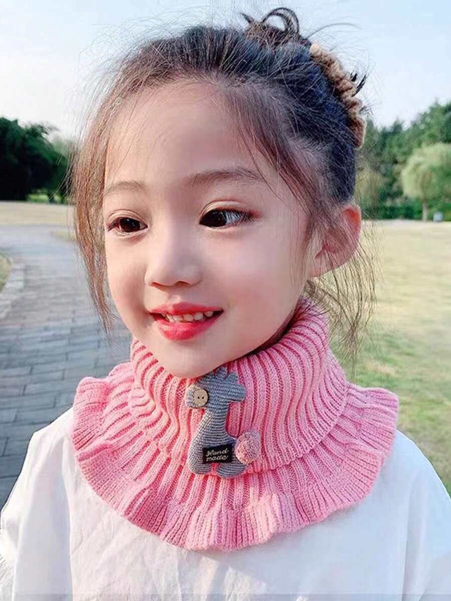 1 Miếng Cô gái Hoạt hình Dệt kim Cái cổ Ấm áp hơn , Mùa Đông Ấm áp Khăn choàng , Khăn quàng cổ , Vòng cổ Đối với Mùa thu & Mùa Đông - Hồng - Xem 1