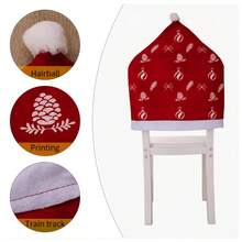 1pc Christmas Chair Cover, Santa Hat & Snowflake Pattern Chair Cap, Kitchen Dining Chair Stool Cover Set For Christmas Holiday Decoration - Red - View 5
