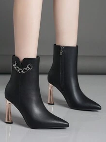 女款時尚細跟高跟短靴