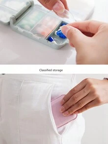 1入組塑膠小藥盒,便攜藥維他命收納盒藥丸容器適用於戶外露營遠足旅行 - 藍白色 - 查看 4