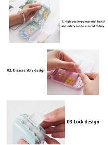 1入組塑膠小藥盒,便攜藥維他命收納盒藥丸容器適用於戶外露營遠足旅行 - 藍白色 - 查看 2