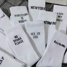 Men's No Drama Please Letter Print Mid-calf Socks - Multicolor - View 4