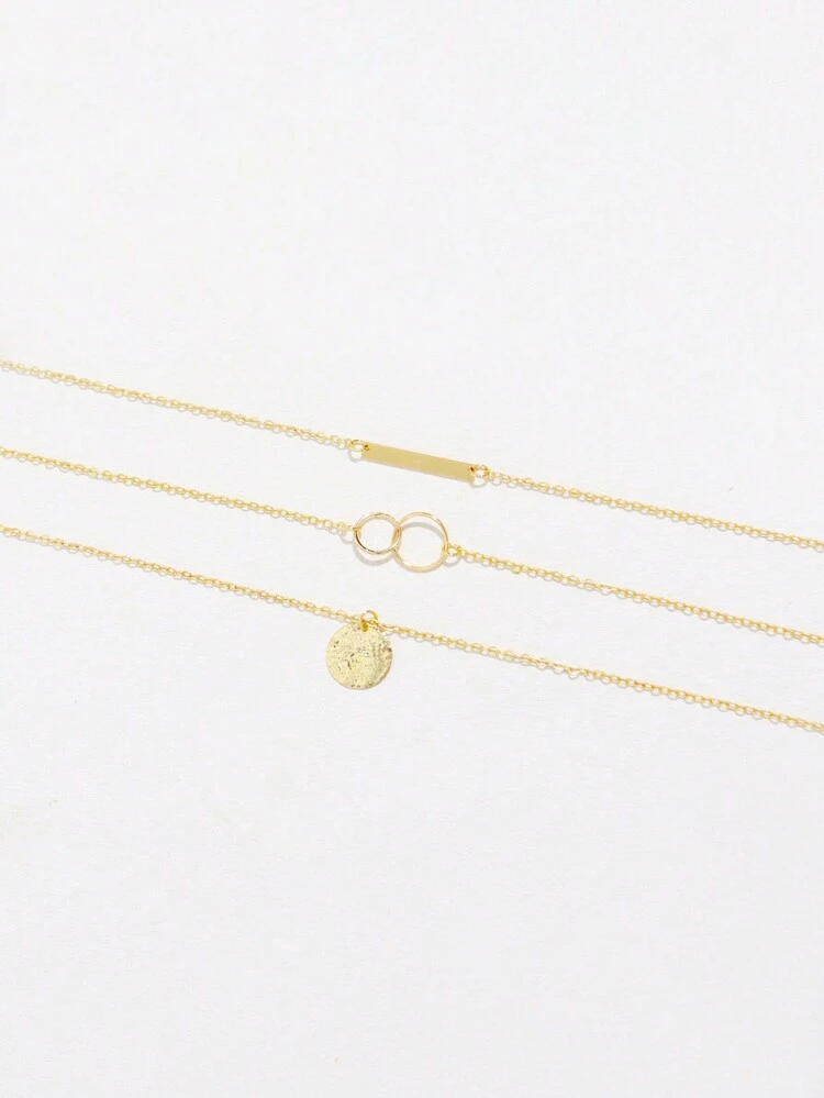 2pcs Elegant Bar & Disc Pendant Multi-layered Women's Necklace, Festival Party Friends Jewelry Gift