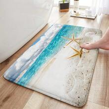 1 Pieza Alfombra De Baño Con Diseño De Conchas De Playa, Material De Poliéster De Estilo Moderno Y Antideslizante, Adecuado Para Baño - Multicolor - Ver 2