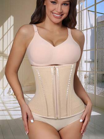 larrycard 1 pieza Faja reductora de cintura con entrenador de látex respirable, faja de compresión para mujer, cinturón de control de abdomen, shapewear