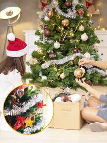 1 vòng hoa Giáng sinh bằng bạc 200cm, vòng hoa Giáng sinh lấp lánh dùng để trang trí nhà cửa trong dịp Giáng sinh - Bạc - Xem 2